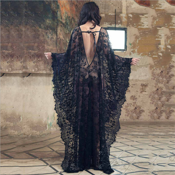 Κέντημενο μακρύ φόρεμα παραλίας με κάλυμμα μπικίνι, ακρυλική ίνα