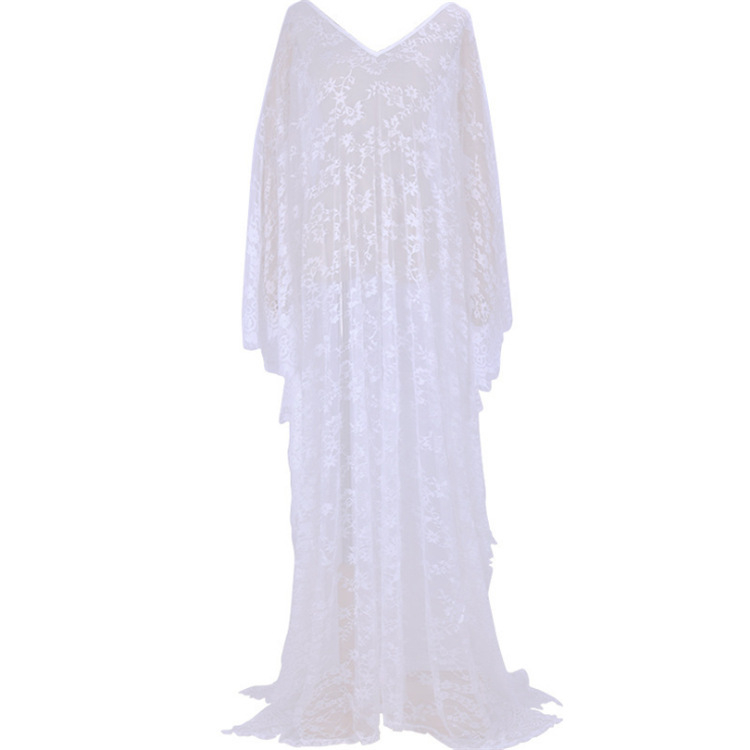 rochie lungă de plajă brodată, cu acoperire pentru costum de baie, din fibră acrilică