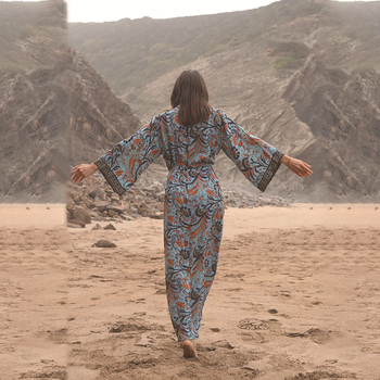 Rayon παραθαλάσσιο γυναικείο κάλυμμα cardigan με εκτύπωση και προστασία από τον ήλιο, βαμβακερή επένδυση, 260 g, γυναίκες 18–50