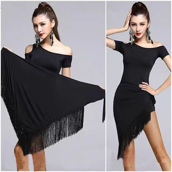 Κοστούμι χορού λατιν για ενήλικες γυναίκες με φουντωτή ζώνη στη μέση και μισή φούστα, πολυεστερική ανάμειξη, μοντέρνο χορευτικό ένδυμα