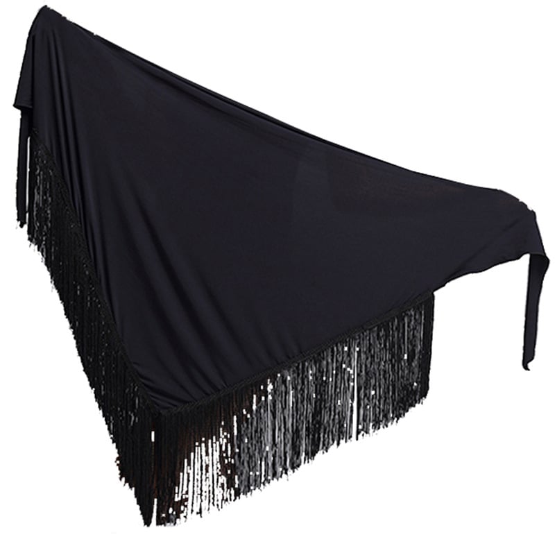 Kostim za latino ples s resicama na području struka i polovicnom suknjom, za odrasle žene; poliester smjesa, jednofarbni uzorak, moderan plesni odjevni predmet