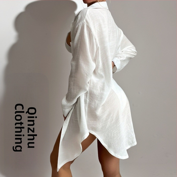 Μπλούζα κάλυψης παραλίας από slub βαμβάκι, 60% βαμβάκι, βάρος 150 g, επένδυση πολυεστέρα (40%), κατάλληλη για κολύμβηση και αναψυχή