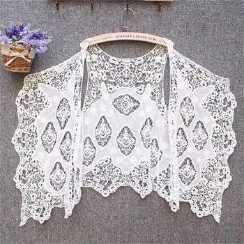 Top cardigan boem fără mâneci cu decolteu în V, bumbac, model geometric brodat