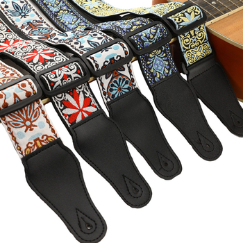 Ζώνη κιθάρας με κέντημα σε εθνοτικό στυλ, βαμβακερό ύφασμα, κατάλληλη για κιθάρες και μπάσο