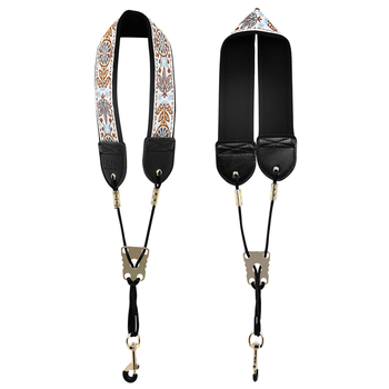 Ιμάντας λαιμού για σαξόφωνο, ρυθμιζόμενος, βαμβακερός με μεταλλικές συνδέσεις, κεντημένο σχέδιο, μοντέλα TS-05–TS-13