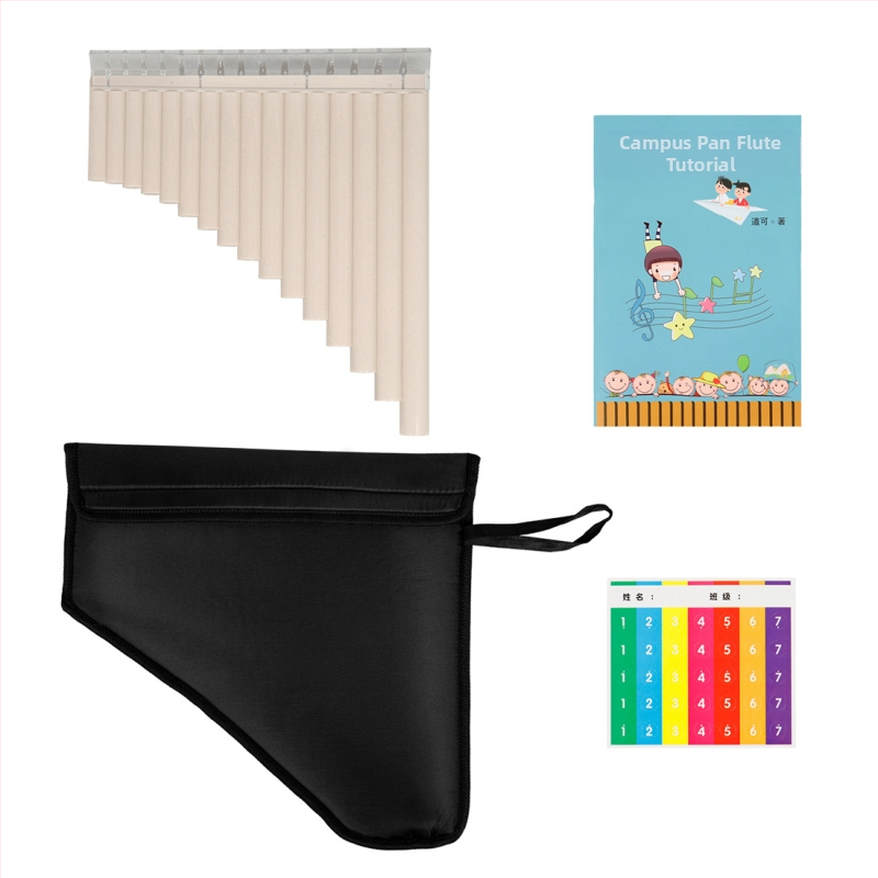 Panfluită cu 16 și 18 tuburi, tonalitate C, modele PX-1/PX-2, origine Zhejiang, ambalaj: husă din pânză Oxford, destinată predării elevilor.