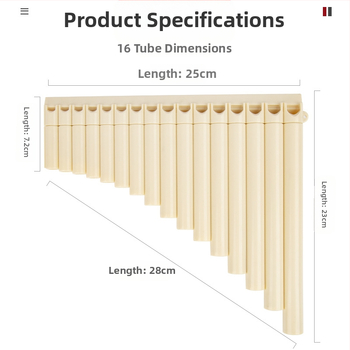 Πλαστικό πανφλάουτο, 16/18 σωλήνες, κλειδί C, για αρχάριους, μαζί με τσάντα