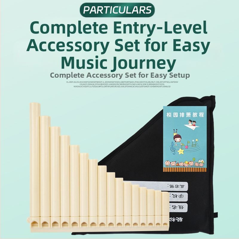 Пластмасова панфлейта, 16/18 тръби, ключ C, за начинаещи, с чанта