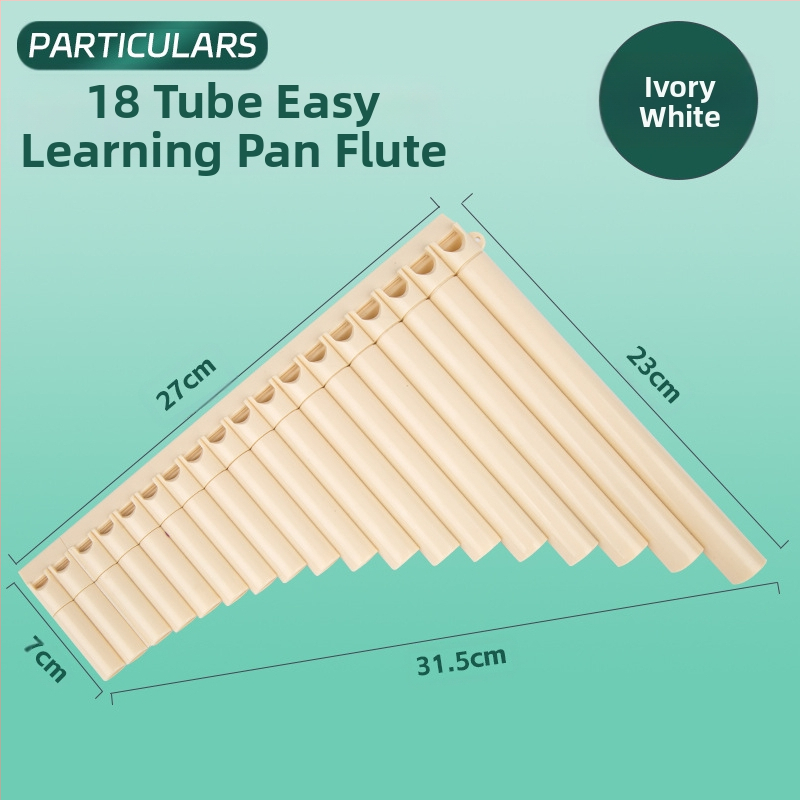 Panflută din plastic, 16/18 țevi, tonalitatea C, pentru începători, cu husă