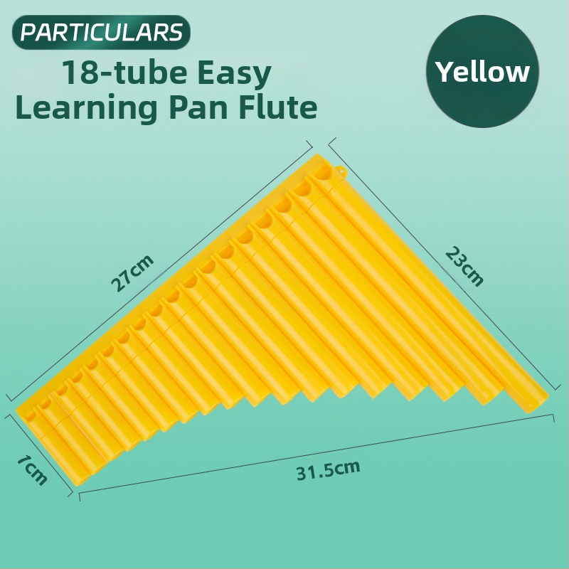 Panflută din plastic, 16/18 țevi, tonalitatea C, pentru începători, cu husă