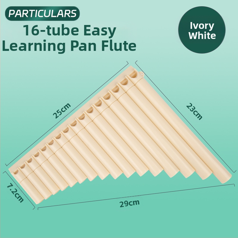 Panflută din plastic, 16/18 țevi, tonalitatea C, pentru începători, cu husă