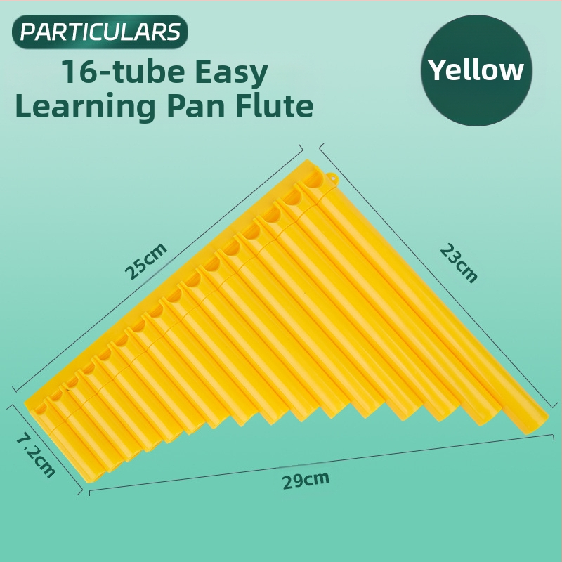 Panflută din plastic, 16/18 țevi, tonalitatea C, pentru începători, cu husă
