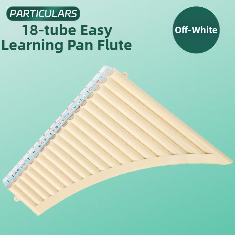 Panflută din plastic, 16/18 țevi, tonalitatea C, pentru începători, cu husă