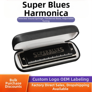 Harmonica JDR1020, 10 găuri, 20 tonuri, armonică blues cu capac din oțel inoxidabil și orificii de sunet din rășină