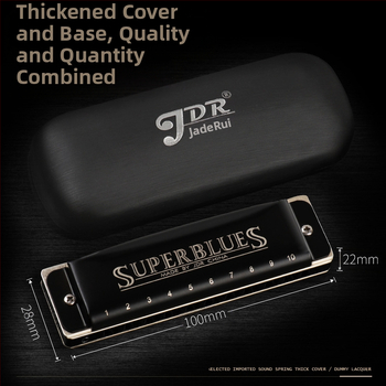 Αρμονίκα JDR1020, 10 τρύπες, 20 ήχοι, μπλουζ αρμονίκα με κάλυμμα από ανοξείδωτο χάλυβα και θύρες ήχου από ρητίνη