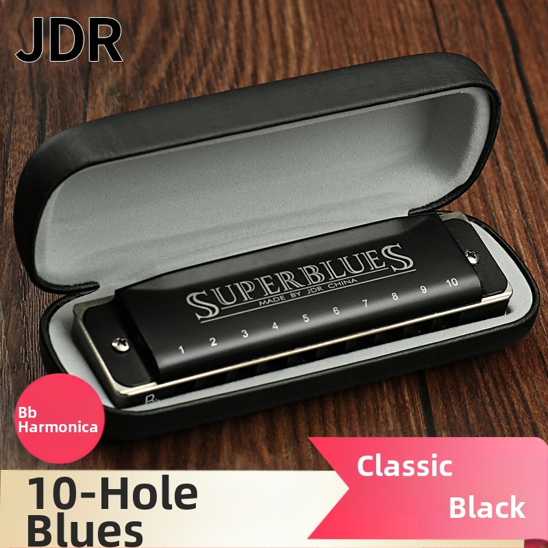 Harmonica JDR1020, 10 găuri, 20 tonuri, armonică blues cu capac din oțel inoxidabil și orificii de sunet din rășină