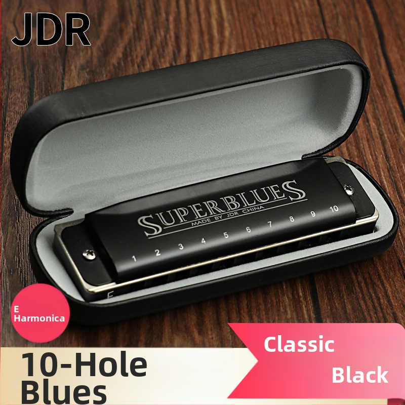 Harmonica JDR1020, 10 găuri, 20 tonuri, armonică blues cu capac din oțel inoxidabil și orificii de sunet din rășină