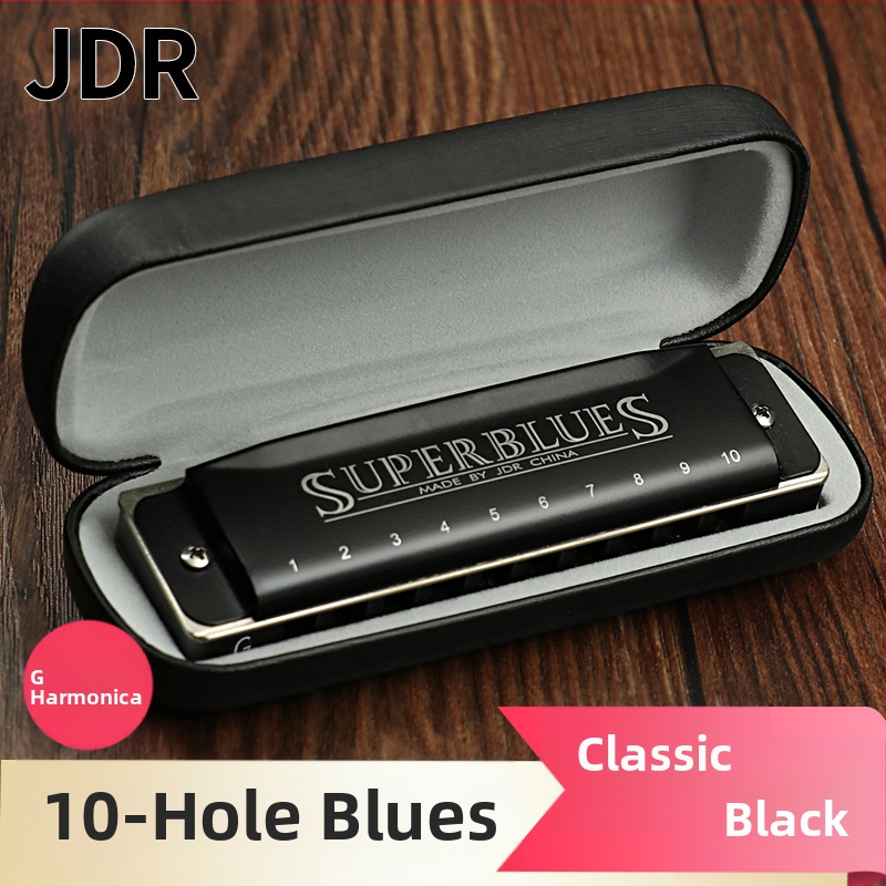 Harmonica JDR1020, 10 găuri, 20 tonuri, armonică blues cu capac din oțel inoxidabil și orificii de sunet din rășină