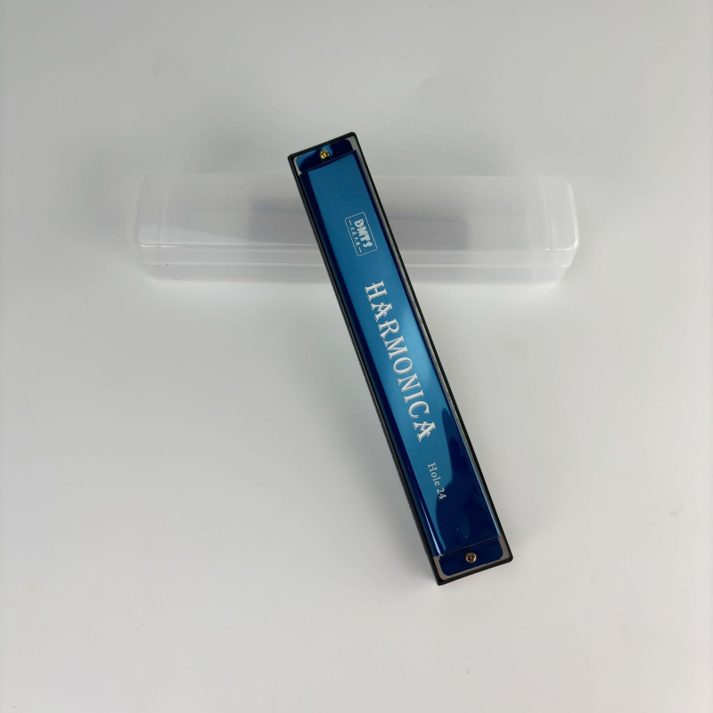 Harmonica metalică cu 24 găuri, dublu rând, tonalitate C, pentru începători.