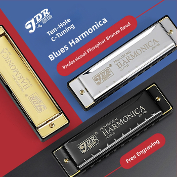 Harmonica blues, 10 găuri, tonalitate C, model JDR-10, brand JDR/Jade Rui, instrument muzical diatonic blues