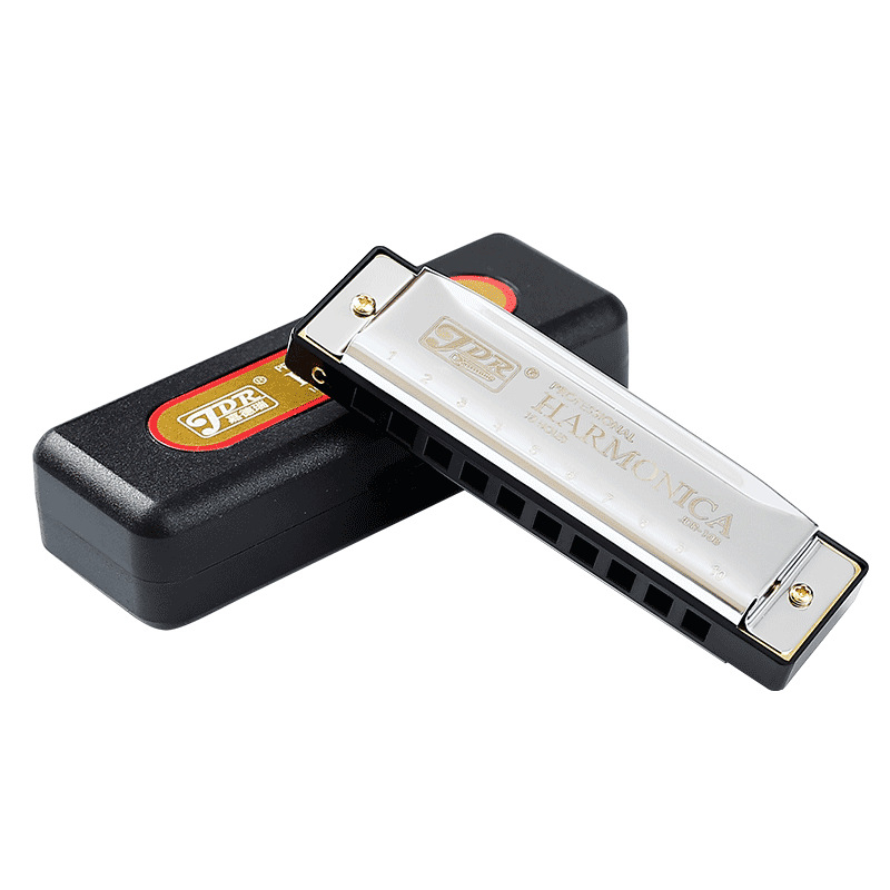 Harmonica blues, 10 găuri, tonalitate C, model JDR-10, brand JDR/Jade Rui, instrument muzical diatonic blues