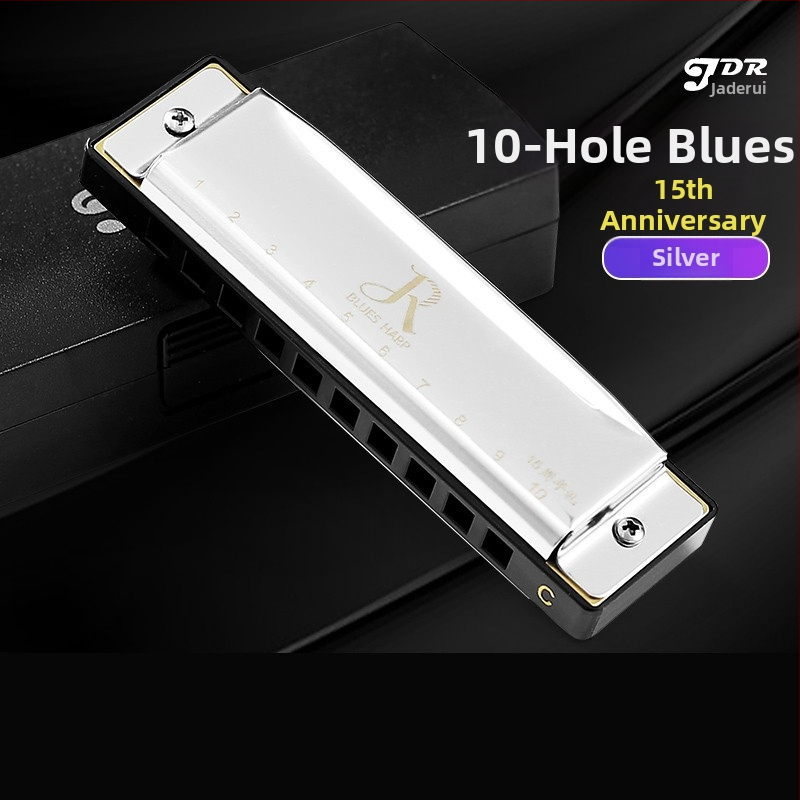 Harmonica blues, 10 găuri, tonalitate C, model JDR-10, brand JDR/Jade Rui, instrument muzical diatonic blues