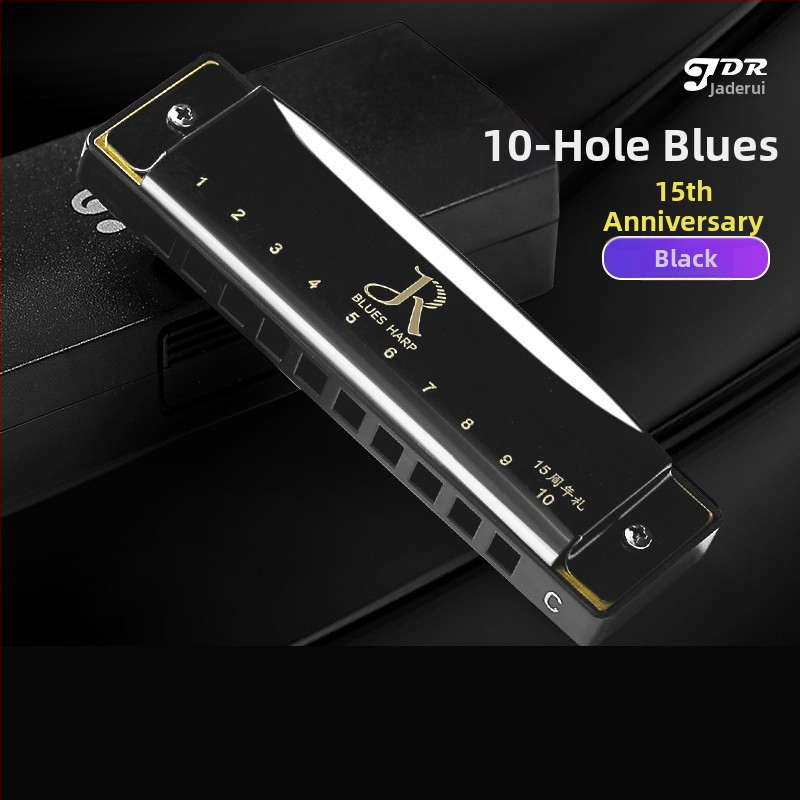 Harmonica blues, 10 găuri, tonalitate C, model JDR-10, brand JDR/Jade Rui, instrument muzical diatonic blues