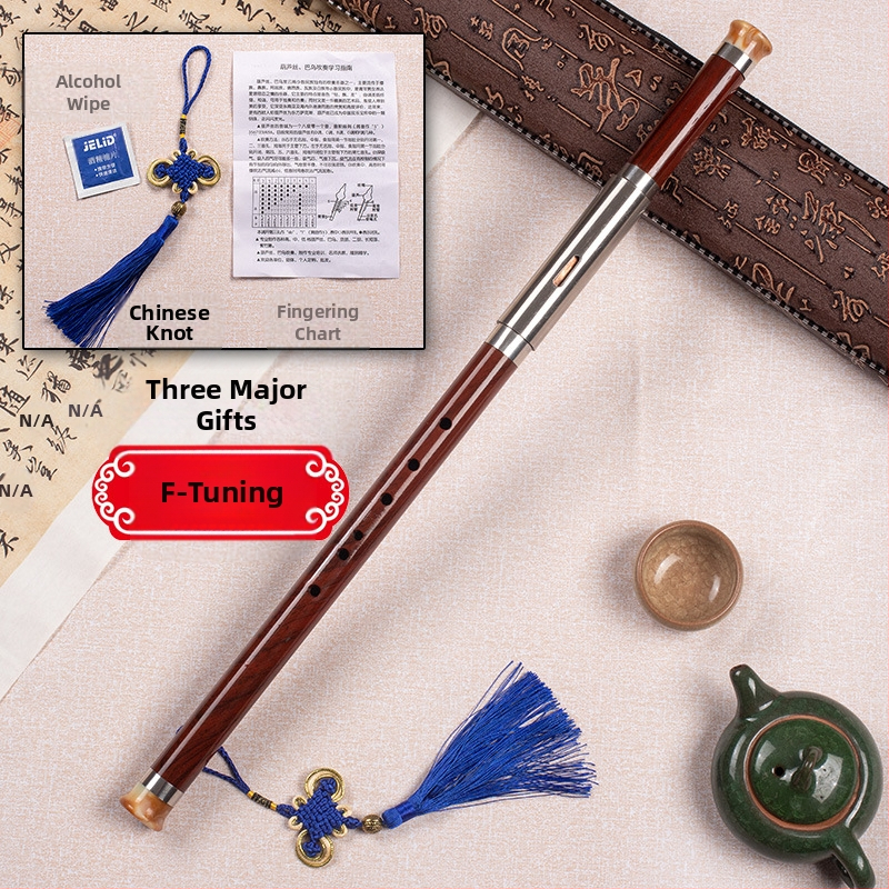 Bawu din rășină cu imitație de mahon, instrument muzical cross-blown cu intonație precisă; rezistent la căderi, mucegai și crăpături; tonuri G și F