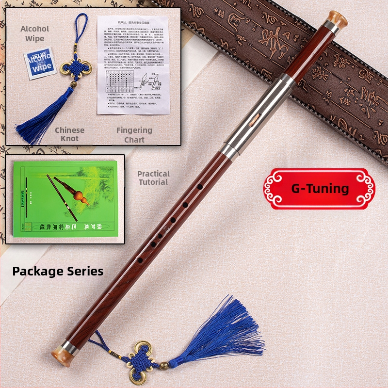 Bawu din rășină cu imitație de mahon, instrument muzical cross-blown cu intonație precisă; rezistent la căderi, mucegai și crăpături; tonuri G și F