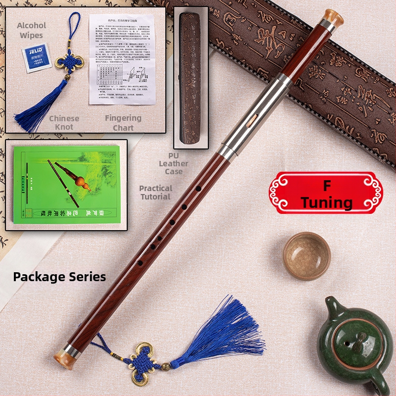 Bawu din rășină cu imitație de mahon, instrument muzical cross-blown cu intonație precisă; rezistent la căderi, mucegai și crăpături; tonuri G și F