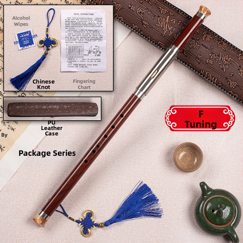 Bawu din rășină cu imitație de mahon, instrument muzical cross-blown cu intonație precisă; rezistent la căderi, mucegai și crăpături; tonuri G și F