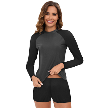 Γυναικείο μακρυμάνικο χωριστό μαγιό για κολύμβηση – πολυεστερική ύφανση, 82% πολυεστέρας, επένδυση πολυεστέρα 85%, στυλ briefs