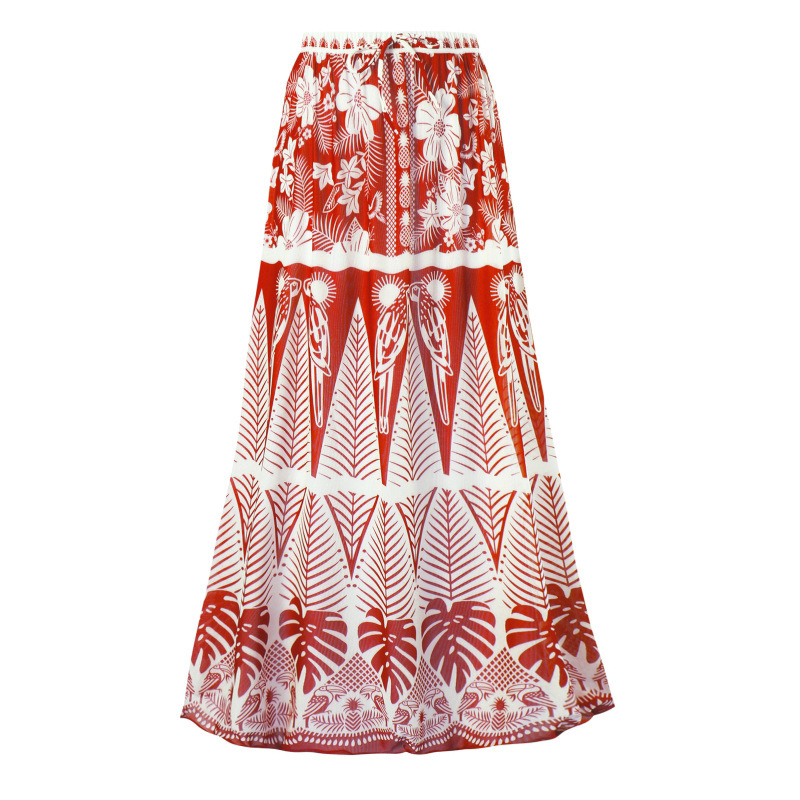 Dviejų dalių maudymosi kostiumėlis su vienu pečiu, atvira nugara, aukštas juosmuo ir šifono pliažo sijonas