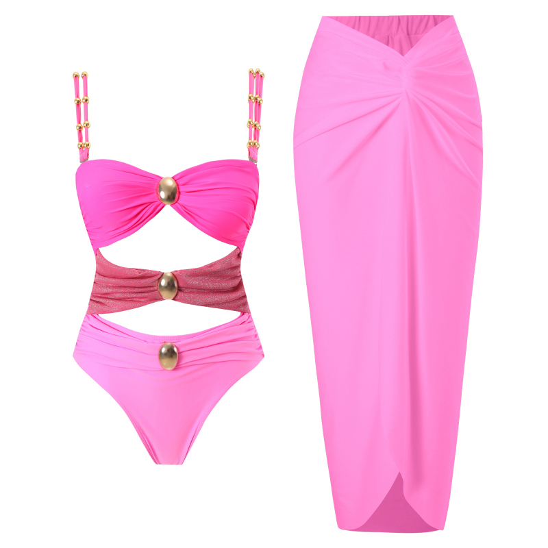 Ženski jednodijelni kupaći kostim sa split stilom, poliester, s grudnim jastučićima