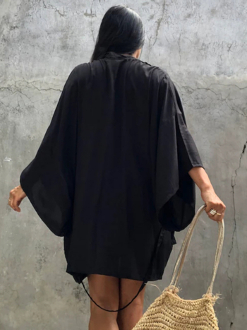 Γυναικείο κιμονό-καρντόγκ παραλίας με προστασία από τον ήλιο — ύφασμα από μίγμα βαμβακιού, επένδυση 100% βαμβάκι, βάρος 220 g/m², κατάλληλο για κολύμβηση και ρηχά νερά