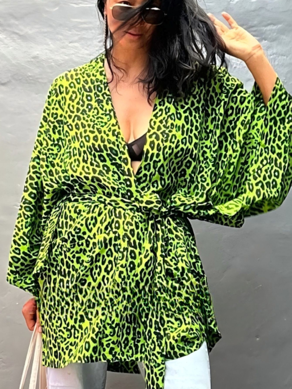 Ženski plažni kardigan kimono s zaštitom od sunca — tkanina od pamukasto-mješavine, podstava 100% pamuk, gustoća platna 220 g/m², pogodna za plivanje i vodene sportove