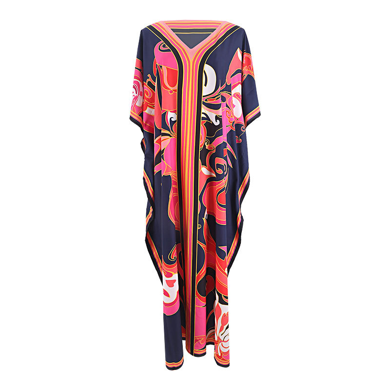 Ženska plaža pokrivalo-haljina, slobodan kroj, 100% poliester, 170 g/m², podstava poliester