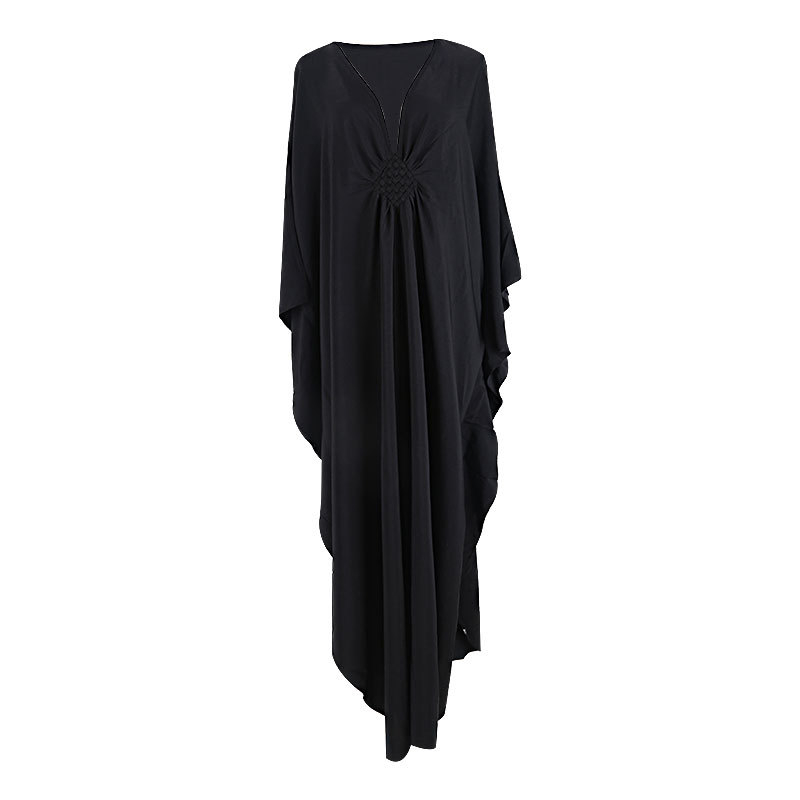 Rochie maxi de plajă pentru femei, cu panou central împletit; material: amestec fibre chimice; căptușeală: 100% poliester; greutate: 308 g