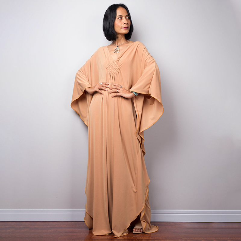 Rochie maxi de plajă pentru femei, cu panou central împletit; material: amestec fibre chimice; căptușeală: 100% poliester; greutate: 308 g