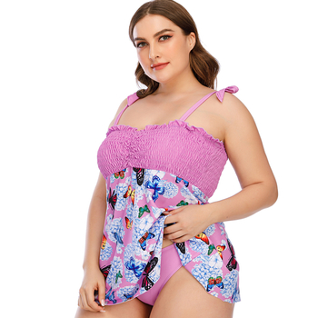 Σετ μαγιό δύο τεμαχίων με επένδυση στήθους, συντηρητικό μοτίβο, ύφασμα πολυεστέρα-ελαστάν, επένδυση 15% ελαστάνη