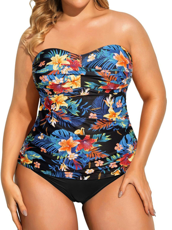 Γυναικείος δύο τεμαχίων tankini μαγιό, χωρίς μανίκια, με επένδυση στήθους, πολυεστερικό ύφασμα με επένδυση πολυεστέρα, σεξουαλικό μοτίβο για κολύμβηση