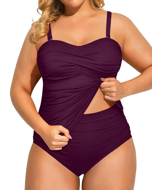 Ženski dvodijelni tankini kupaći kostim, bez rukava, s umetnim jastučićima za grudi, poliester, podstava poliester, sexy uzorak, za plivanje