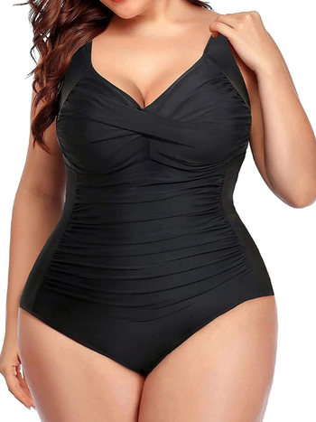 Ženski jednodijelni kupaći kostim s kontrolom trbuha, prednji zavoj i nabor detalj, bez naramenica, s čeličnom potporom, poliester