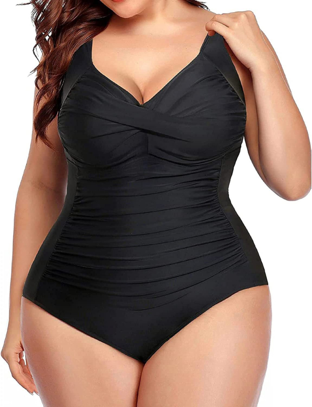 Ženski jednodijelni kupaći kostim s kontrolom trbuha, prednji zavoj i nabor detalj, bez naramenica, s čeličnom potporom, poliester