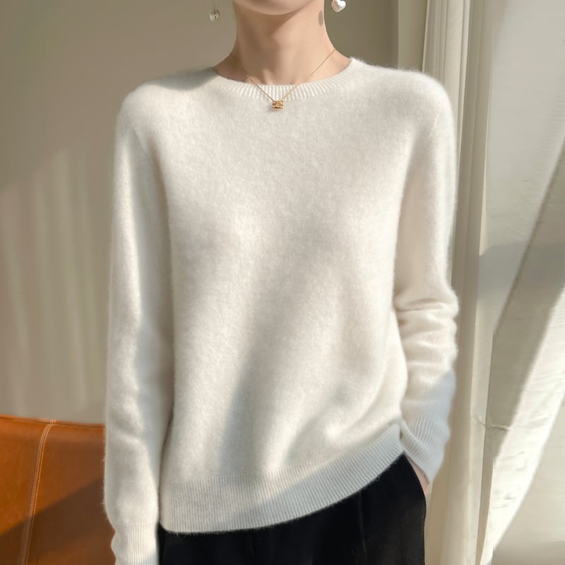Pleteni džemper s okruglim izrezom, dugi rukavi, pulover stil, radna odjeća, proljeće 2024