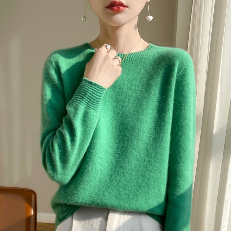 Pleteni džemper s okruglim izrezom, dugi rukavi, pulover stil, radna odjeća, proljeće 2024