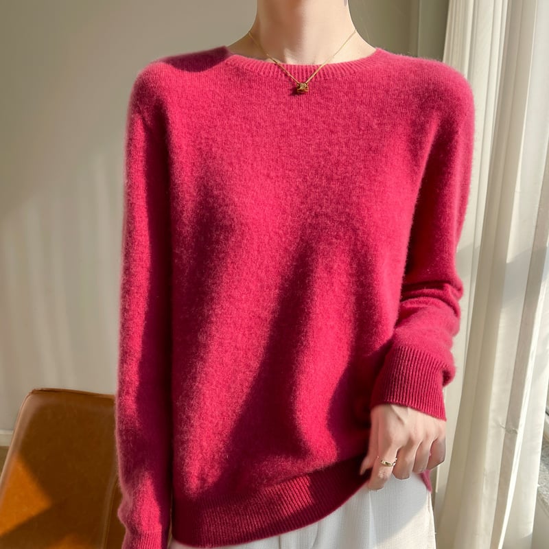 Pleteni džemper s okruglim izrezom, dugi rukavi, pulover stil, radna odjeća, proljeće 2024