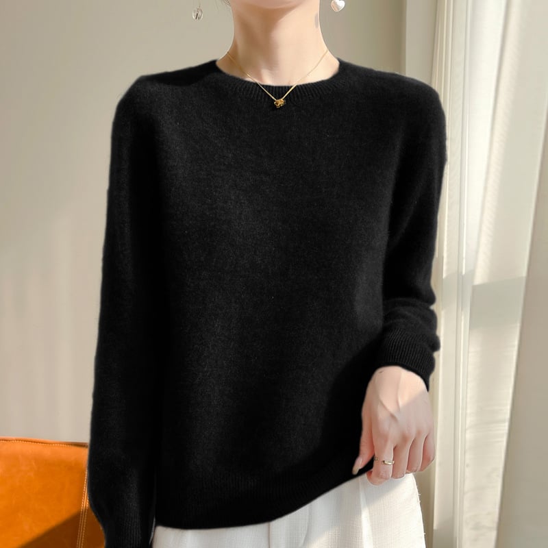 Pleteni džemper s okruglim izrezom, dugi rukavi, pulover stil, radna odjeća, proljeće 2024