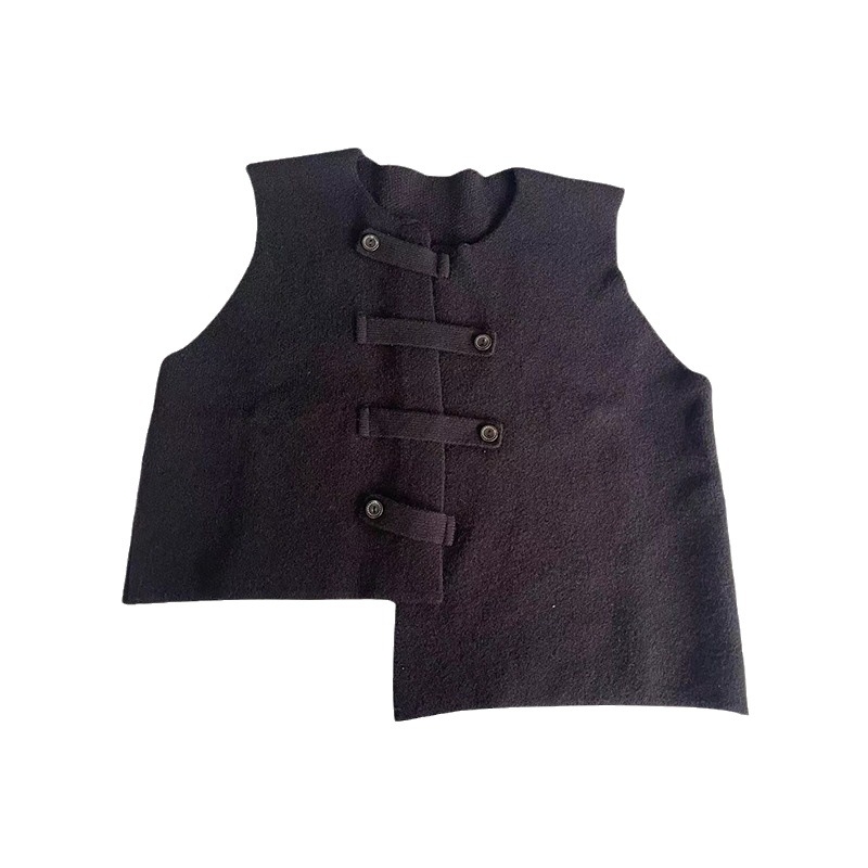 Korejskog stila pleteni vest kardigan, kratka duljina, okrugli ovratnik, slobodan kroj, dvostruko kopčanje