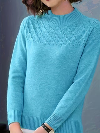 Pulover od viskoze s okruglim izrezom, dugim rukavima, labavog kroja